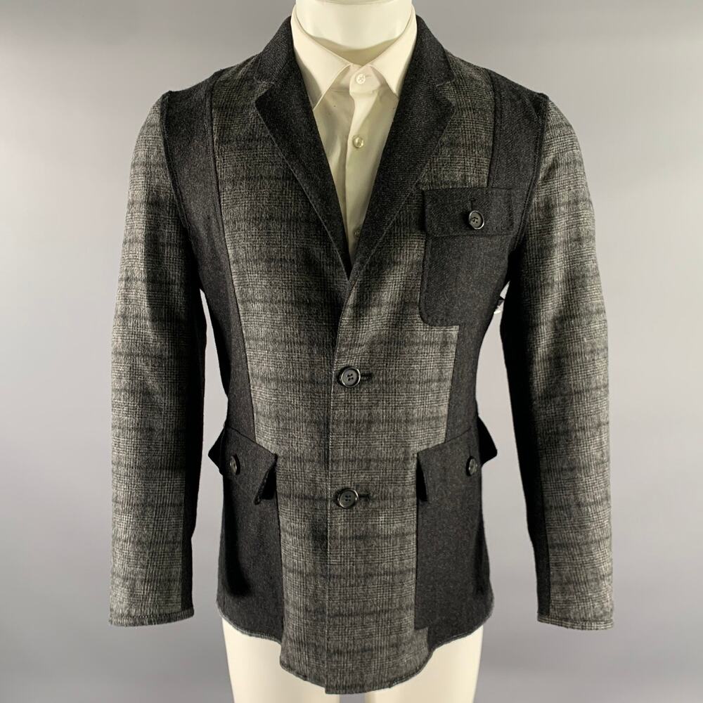 ABITO SARTORIALE Size L Grey Plaid Colorblock Wool Sport Coat